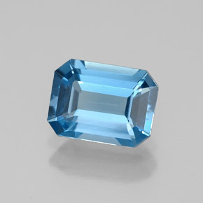 Topaze bleue naturelle taille émeraude, 1,60 ct, VVS