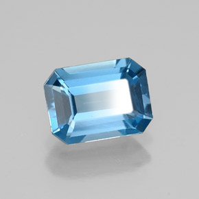 Topaze bleue naturelle taille émeraude, 1,60 ct, VVS