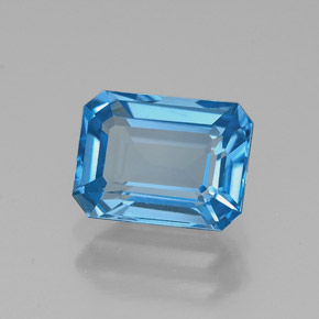 Topaze bleue naturelle taille émeraude, 1,97 ct, VVS