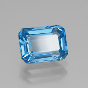 Topaze bleue naturelle taille émeraude, 1,97 ct, VVS
