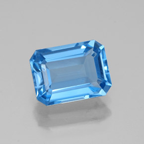Topaze bleue naturelle taille émeraude, 1,89 ct, VVS