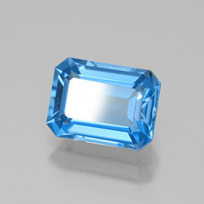 Topaze bleue naturelle taille émeraude, 1,89 ct, VVS
