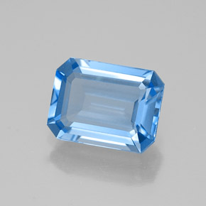 Topaze bleue naturelle taille émeraude, 1,80 ct, VVS