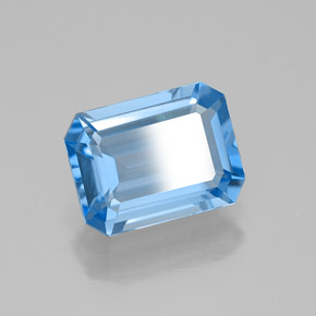 Topaze bleue naturelle taille émeraude, 1,80 ct, VVS