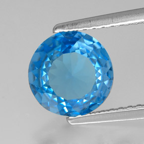 Topaze bleue naturelle coupe roude, 1,72 ct, VVS