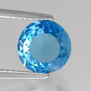 Topaze bleue naturelle coupe roude, 1,72 ct, VVS