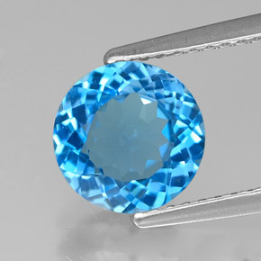 Topaze bleue naturelle coupe roude, 1,98 ct, VVS