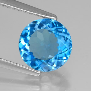 Topaze bleue naturelle coupe roude, 1,98 ct, VVS