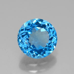 Topaze bleue naturelle coupe roude, 2,34 ct, VS