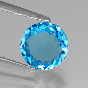 Topaze bleue naturelle coupe roude, 1,94 ct, VVS