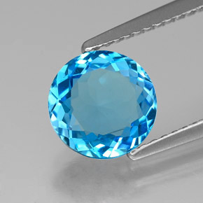 Topaze bleue naturelle coupe roude, 1,94 ct, VVS