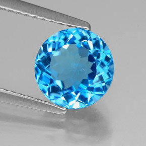 Topaze bleue naturelle coupe roude, 2,33 ct, VVS