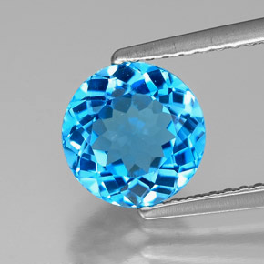Topaze bleue naturelle coupe roude, 2,33 ct, VVS