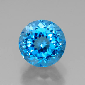 Topaze bleue naturelle coupe roude, 2,73 ct, VVS