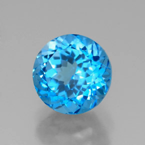 Topaze bleue naturelle coupe roude, 2,73 ct, VVS