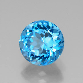 Topaze bleue naturelle coupe roude, 2,49 ct, VVS