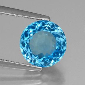 Topaze bleue naturelle coupe roude, 2,52 ct, VVS-VS