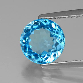 Topaze bleue naturelle coupe roude, 2,52 ct, VVS-VS