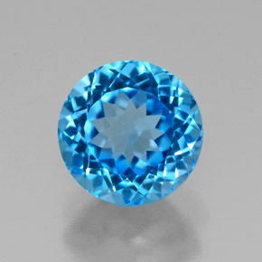 Topaze bleue naturelle coupe roude, 2,66 ct, VVS-VS