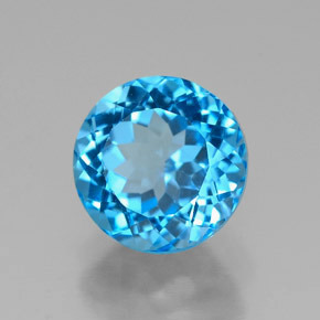 Topaze bleue naturelle coupe roude, 2,66 ct, VVS-VS