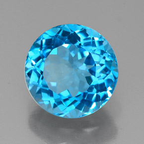 Topaze bleue naturelle coupe roude, 2,36 ct, VVS