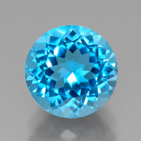 Topaze bleue naturelle coupe roude, 2,45 ct, VVS