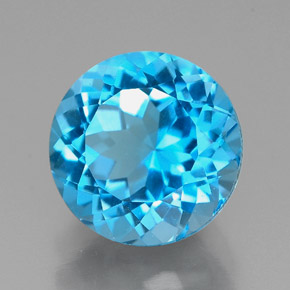 Topaze bleue naturelle coupe roude, 2,45 ct, VVS
