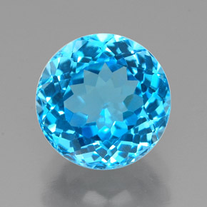 Topaze bleue naturelle coupe roude, 2,48 ct, VVS