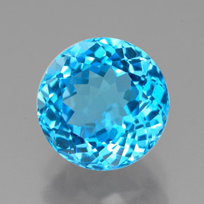 Topaze bleue naturelle coupe roude, 2,48 ct, VVS