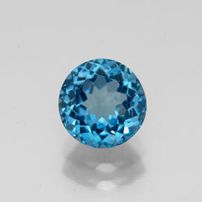 Topaze bleue naturelle coupe roude, 1,70 ct, VS