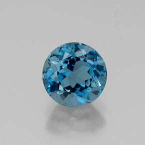 Topaze bleue naturelle coupe roude, 1,73 ct, VVS