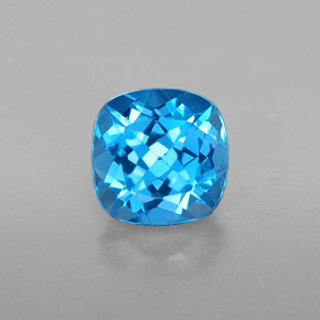Topaze bleue naturelle coupe coussin, 1,92 ct, VS