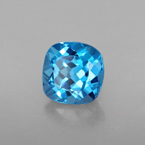 Topaze bleue naturelle coupe coussin, 1,92 ct, VS