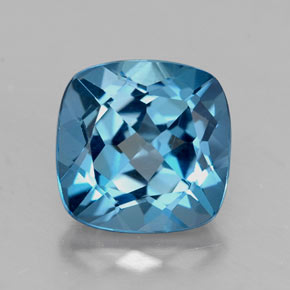 Topaze bleue naturelle coupe coussin, 2,71 ct, VVS