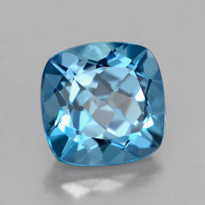 Topaze bleue naturelle coupe coussin, 2,71 ct, VVS
