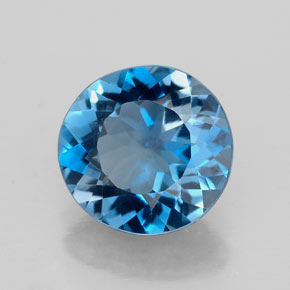 Topaze bleue naturelle coupe roude, 2,56 ct, VVS