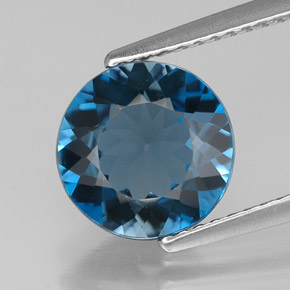 Topaze bleue naturelle coupe roude, 2,61 ct, VVS