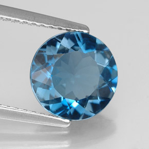 Topaze bleue naturelle coupe roude, 2,54 ct, VVS