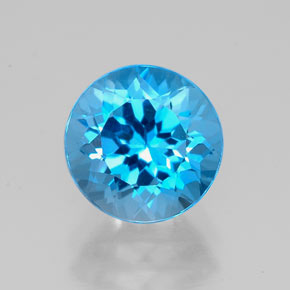 Topaze bleue naturelle coupe roude, 2,44 ct, VVS