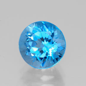 Topaze bleue naturelle coupe roude, 2,44 ct, VVS