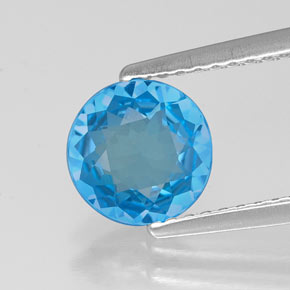 Topaze bleue naturelle coupe roude, 1,21 ct, VVS