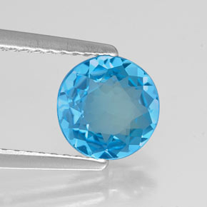 Topaze bleue naturelle coupe roude, 1,21 ct, VVS
