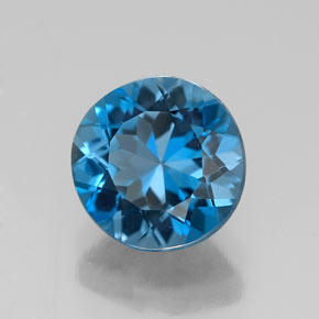 Topaze bleue naturelle coupe roude, 2,40 ct, VVS
