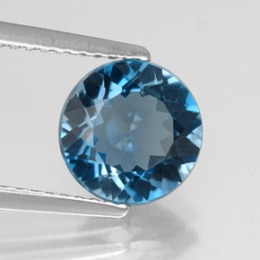 Topaze bleue naturelle coupe roude, 2,12 ct, VVS