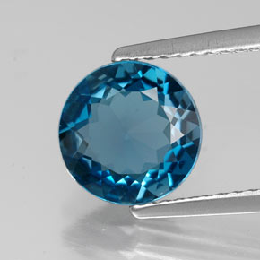 Topaze bleue naturelle coupe roude, 1,98 ct, VVS-VS