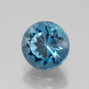 Topaze bleue naturelle coupe roude, 2,47 ct, VS
