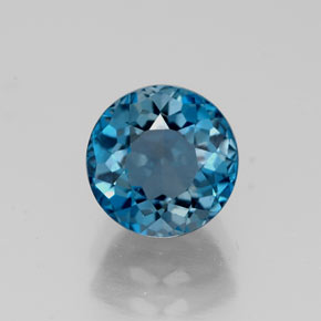 Topaze bleue naturelle coupe roude, 2,02 ct, VS