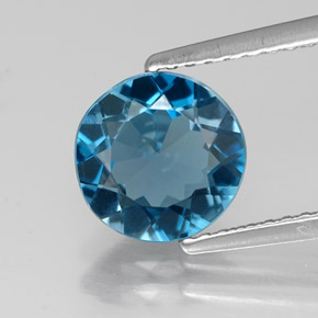 Topaze bleue naturelle coupe roude, 1,90 ct, VVS-VS