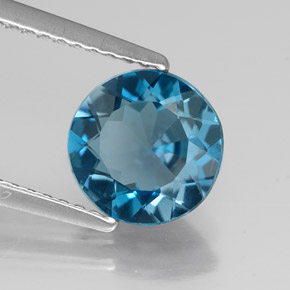 Topaze bleue naturelle coupe roude, 1,90 ct, VVS-VS