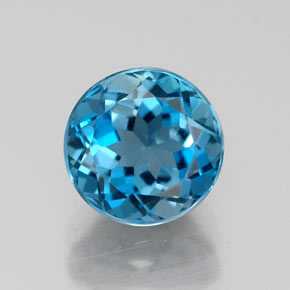 Topaze bleue naturelle coupe roude, 1,71 ct, VS